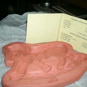1988 clay rocking horse cookie mold made in Canada.